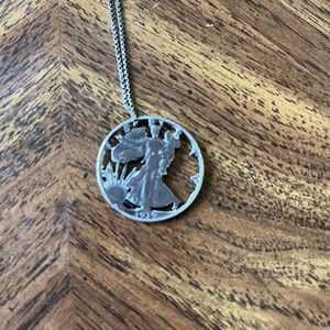 Vintage 1939 US Walking Liberty Silver Half Dollar Cut Out Coin Necklace